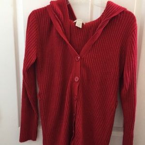Ladies khaki sport hooded sweater medium